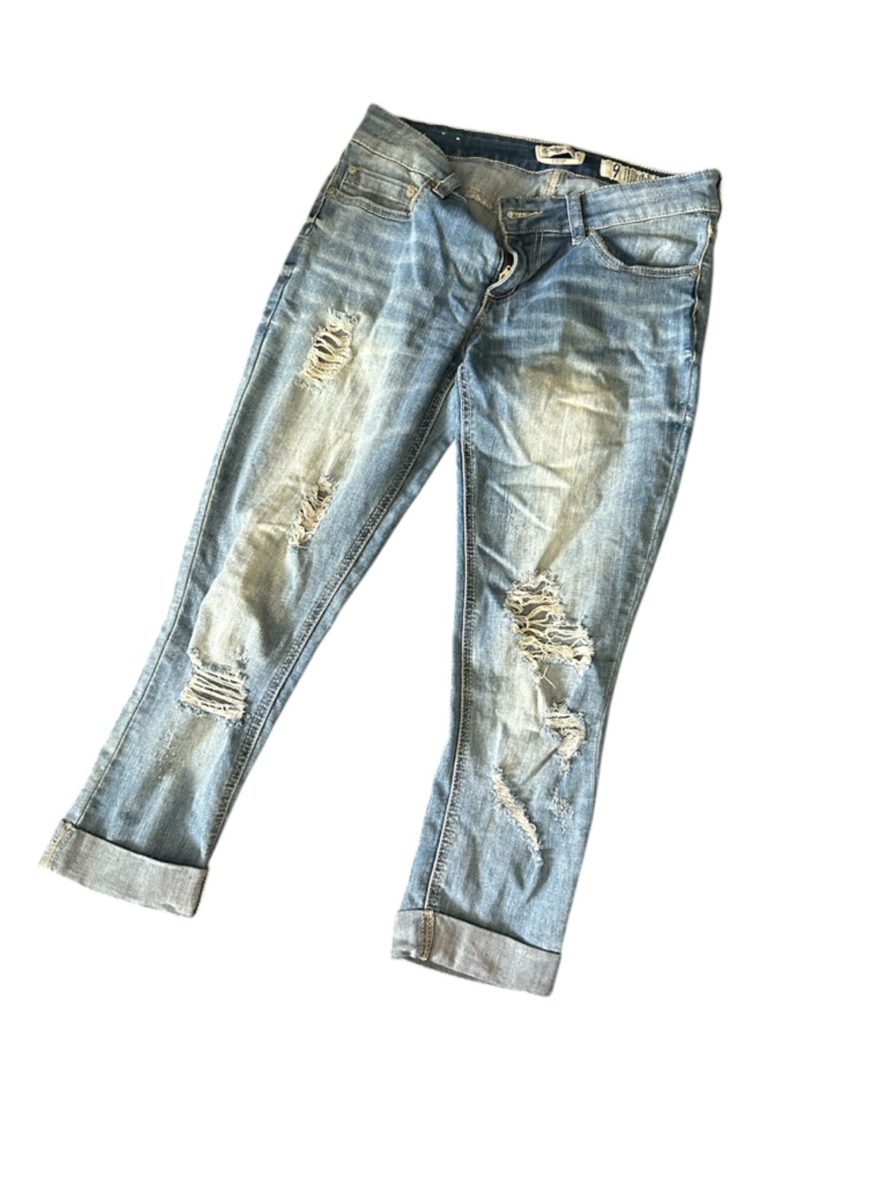 Indigo Rein Light Blue Distressed Boyfriend Jeans